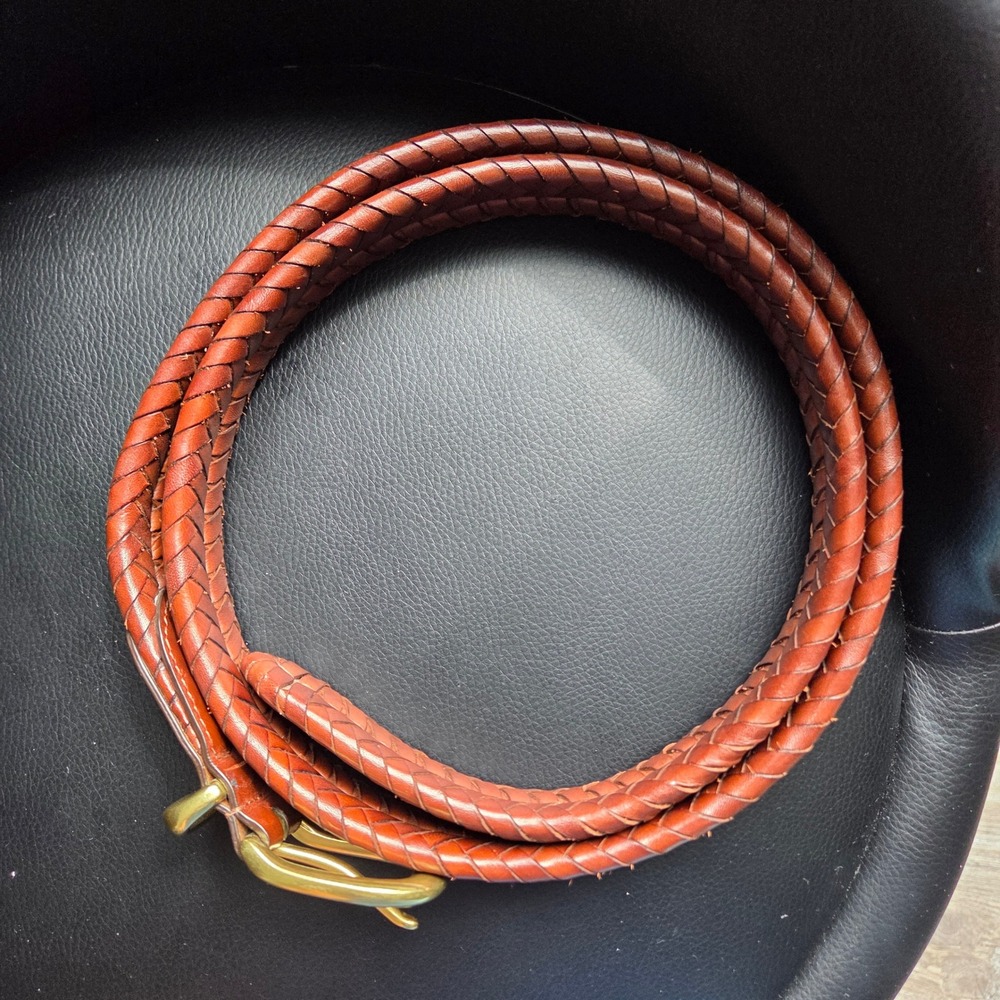 Vintage Coach 6922 Braided Belt 40 Brown Leather Brass Buckle Woven Classic
